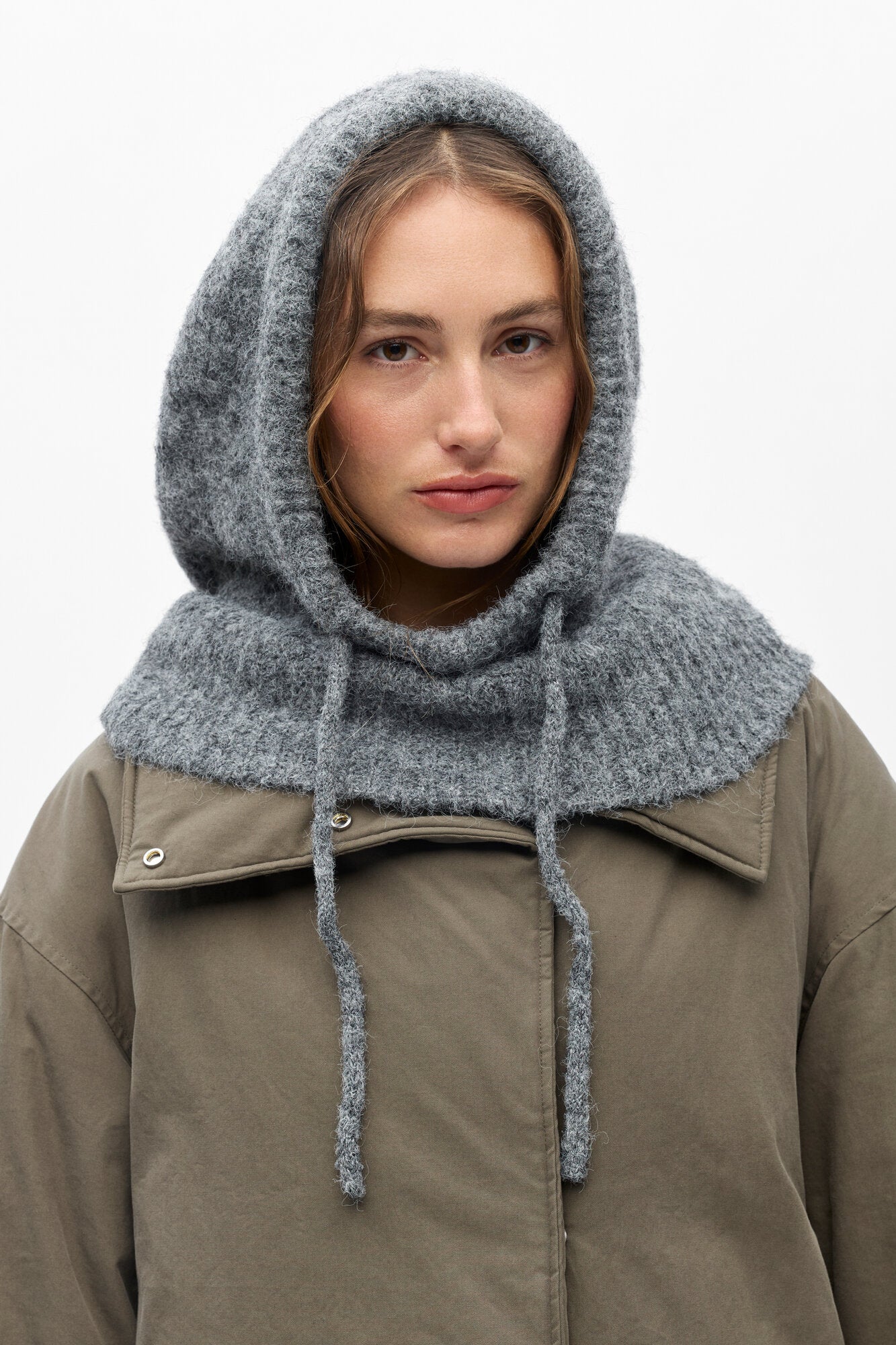 Milu Cable balaclava – Medium Grey Melange